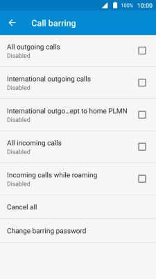 Press the required barring type.