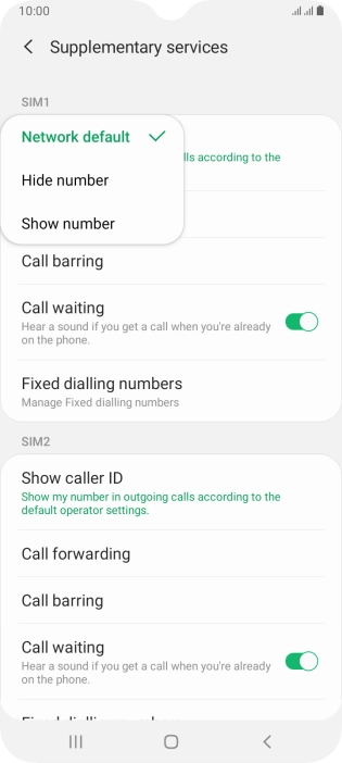 Press Show number to turn on caller identification.