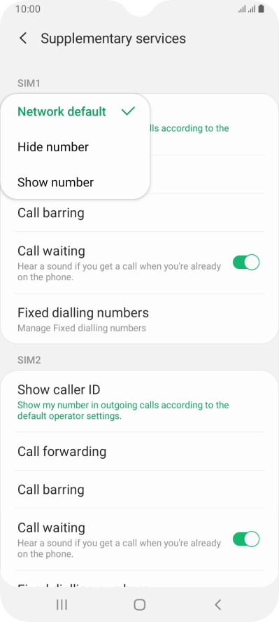 Press Show number to turn on caller identification.