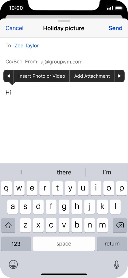 Press Insert Photo or Video and follow the instructions on the screen to attach a picture or a video clip.