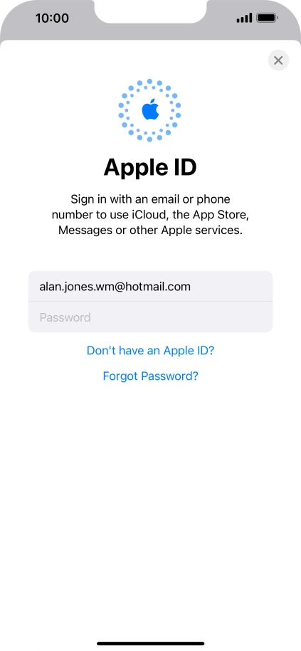 Press Password and key in the password for your Apple ID.