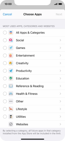 Press the required categories.