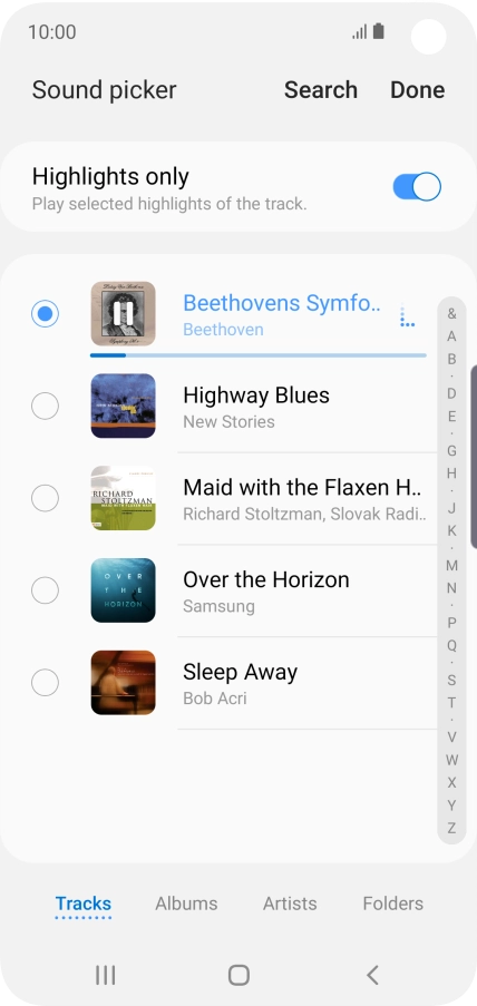 Once you've found a ring tone you like, press Done. Once you've found a ring tone you like, press Done.