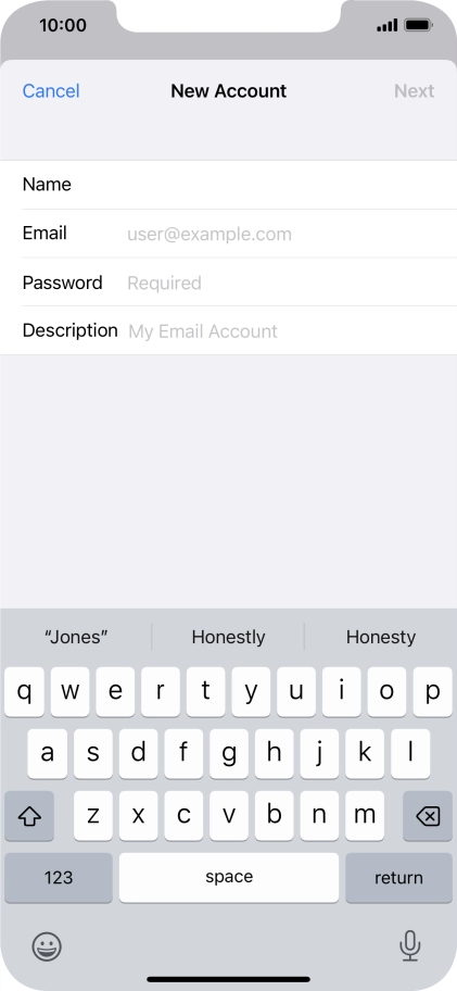 Press Email and key in your email address.