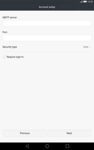 Press Require sign-in to turn the function on or off. Please note that if you're using Vodafone's outgoing server, turn off SMTP authentication and leave the username and password fields empty.