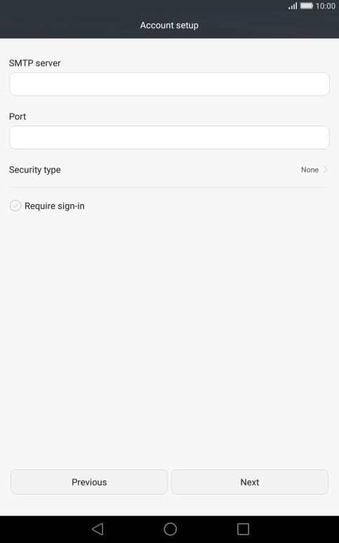 Press Require sign-in to turn the function on or off. Please note that if you're using Vodafone's outgoing server, turn off SMTP authentication and leave the username and password fields empty.
