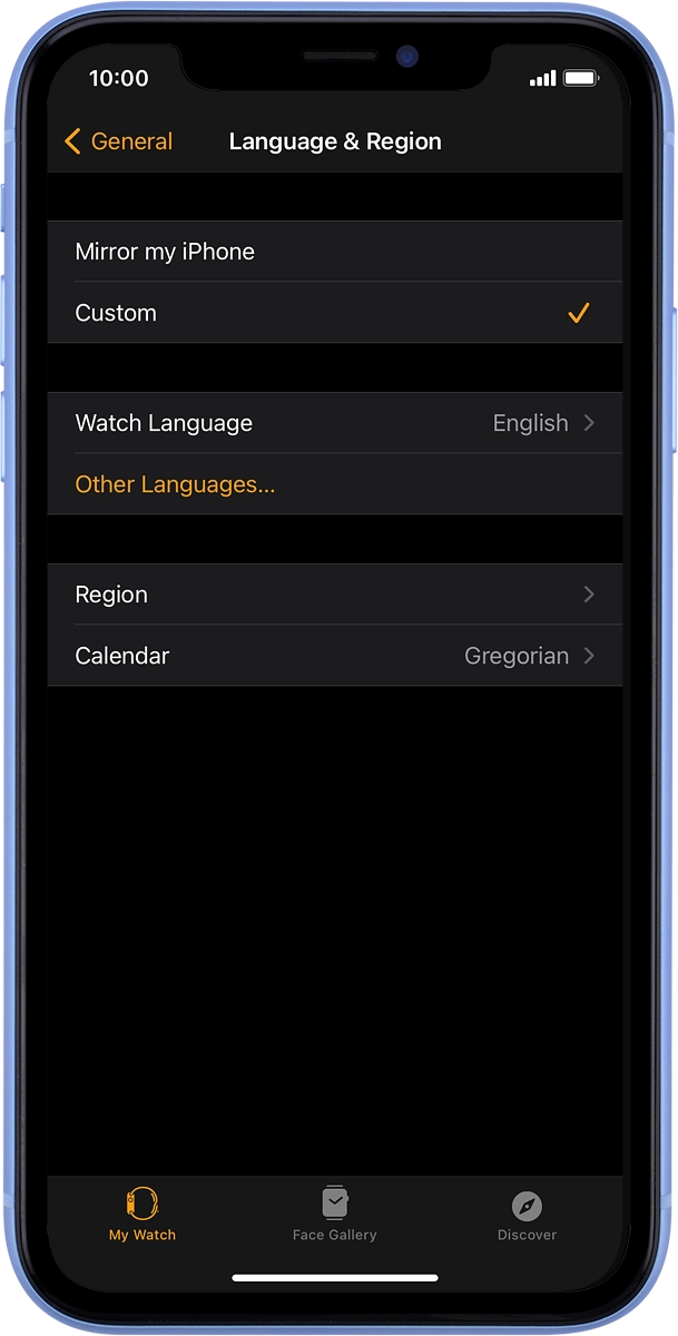 On your phone: Press Watch Language.