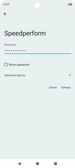 Key in the password for the Wi-Fi network and press Connect.