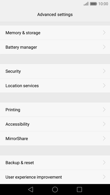 Press Backup & reset.