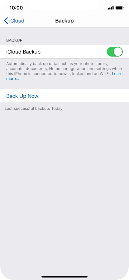 Press Back Up Now and wait while the phone memory is backed up.