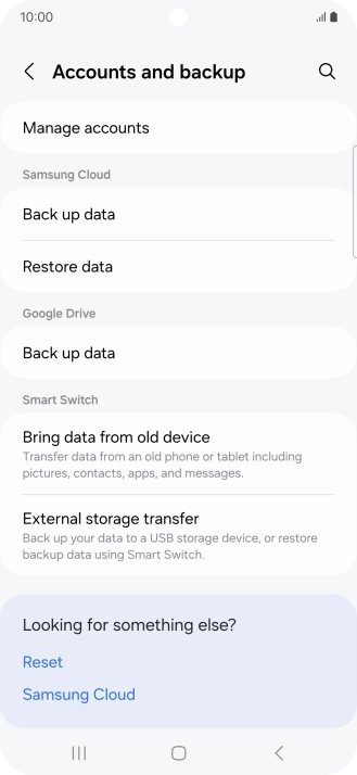 Press Manage accounts.