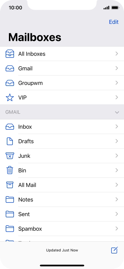 Press the required email account.
