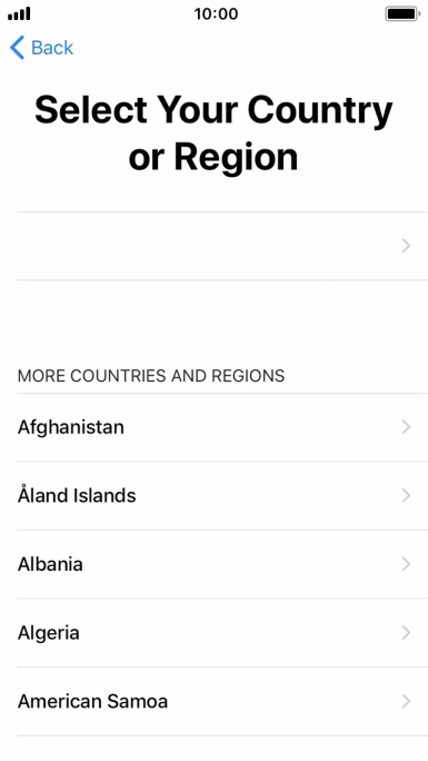 Press the required country or area.