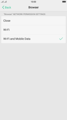 Press the required setting.