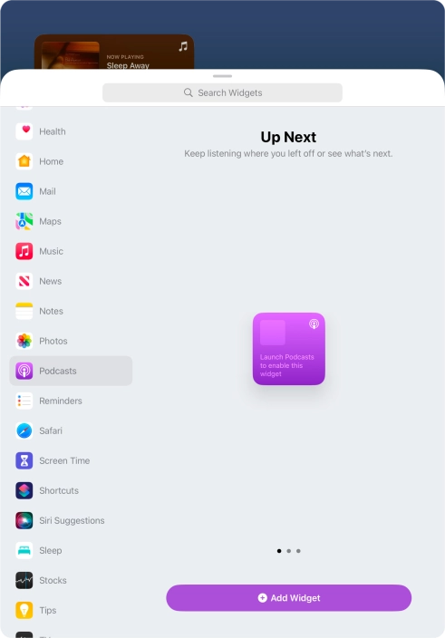 Slide your finger right or left on the screen to select the required widget size. Slide your finger right or left on the screen to select the required widget size.