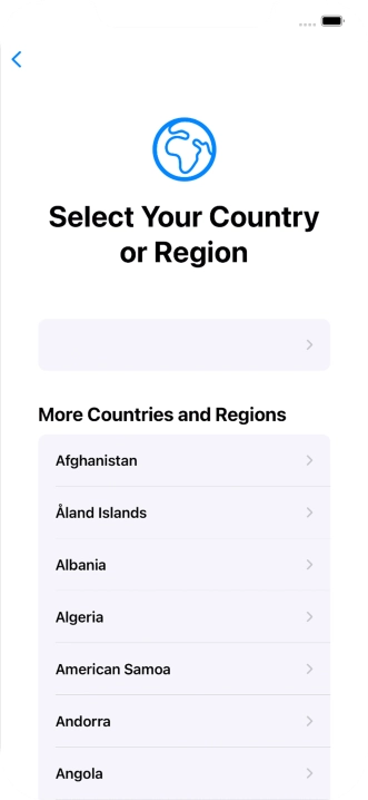 Press the required country or area.