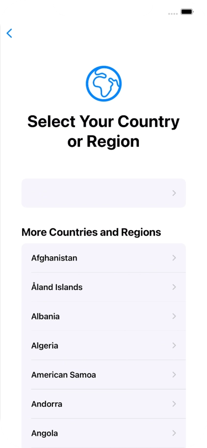 Press the required country or area.