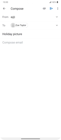 Press the text input field and write the text for your email message.