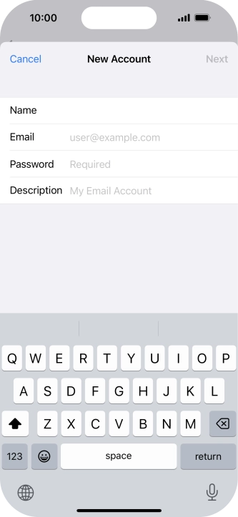 Press Email and key in your email address.