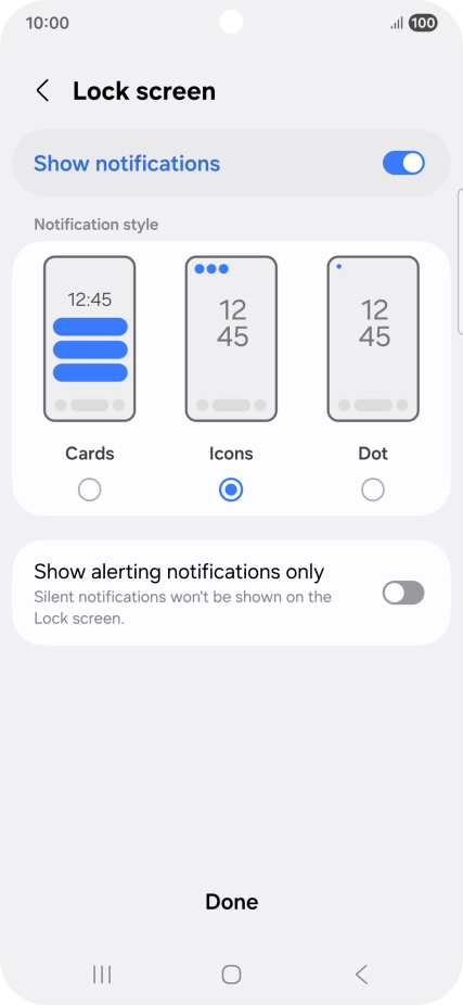 Press the required settings to turn them on or off.