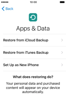 Press Restore from iCloud Backup.