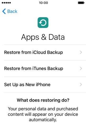 Press Restore from iCloud Backup.