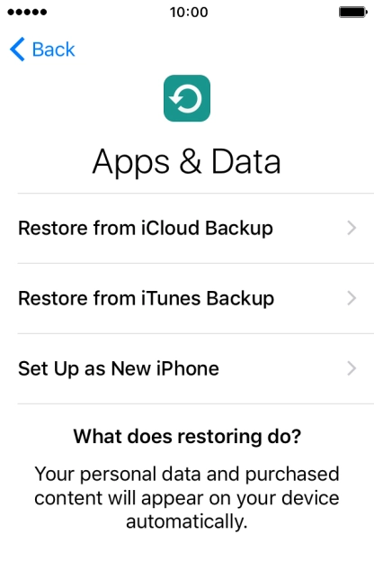 Press Restore from iCloud Backup.