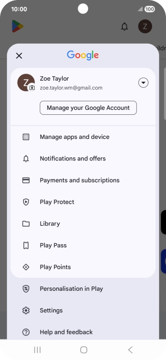 Press Manage apps and device.