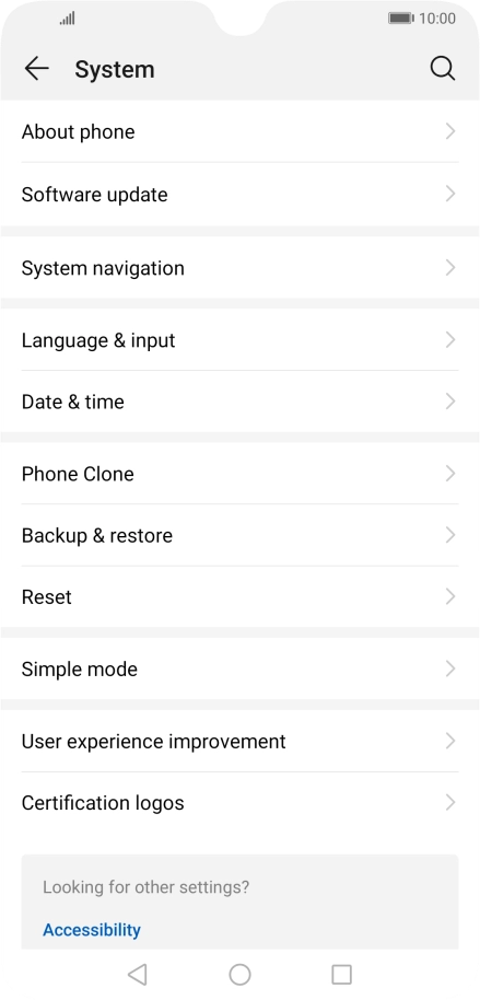Press Software update. If a new software version is available, it's displayed. Follow the instructions on the screen to update the phone software.