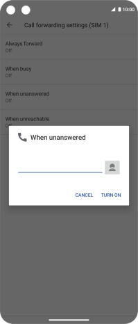 Key in +61414121121 and press TURN ON.