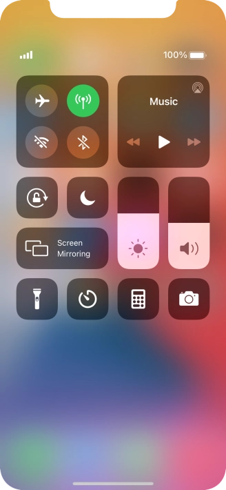 Press the required function to open an application or turn the function on or off.