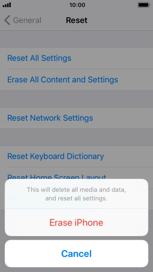 Press Erase iPhone.