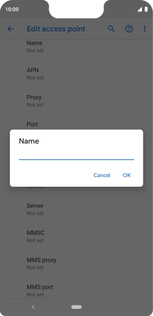 Key in Vodafone Internet and press OK.
