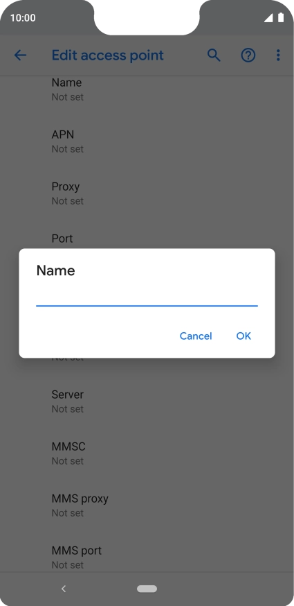 Key in Vodafone Internet and press OK.