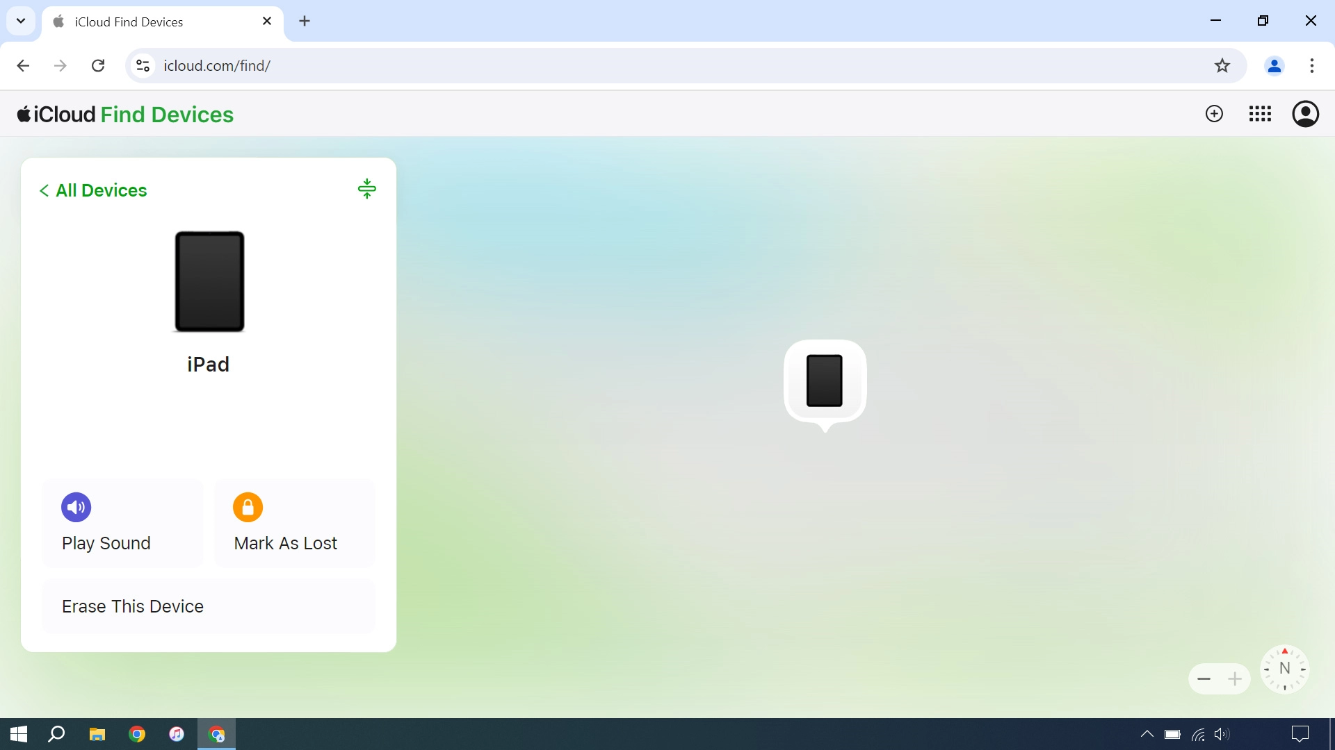 Your tablet's latest position is displayed on the map.
