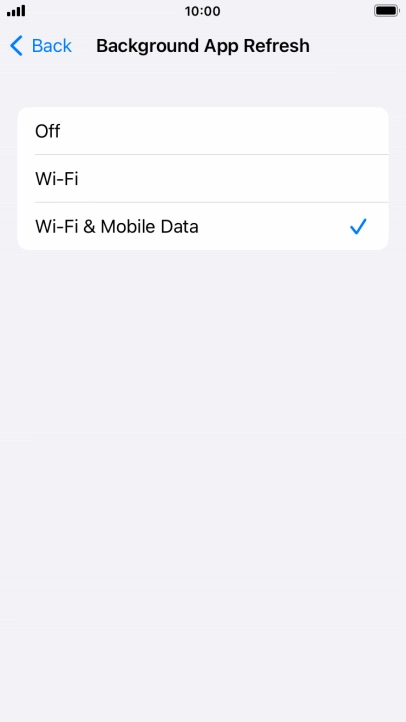 To turn off background refresh of apps, press Off.