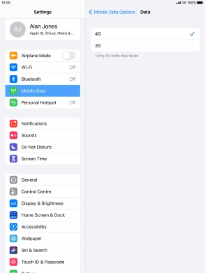 Press the required network mode.