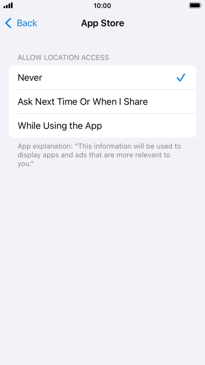 Press the required setting to turn the function on or off.