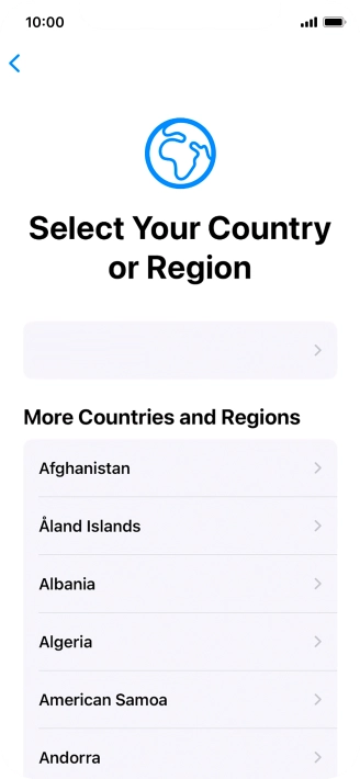 Press the required country or area.