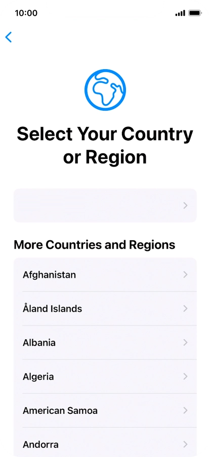 Press the required country or area.