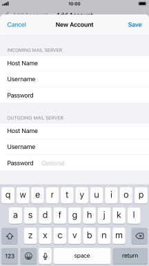 Press Password and key in the password for your email account. Please note that if you're using Vodafone's outgoing server, leave the password field empty.