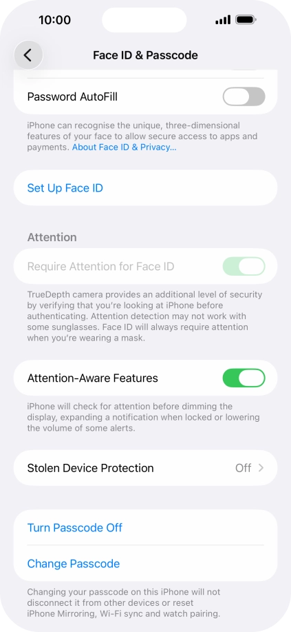 Press Turn Passcode Off and key in the phone lock code.