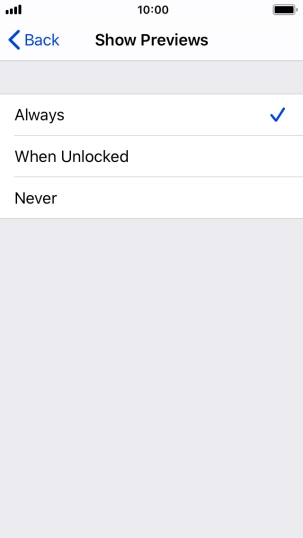 To select notification preview on the lock screen, press Always.