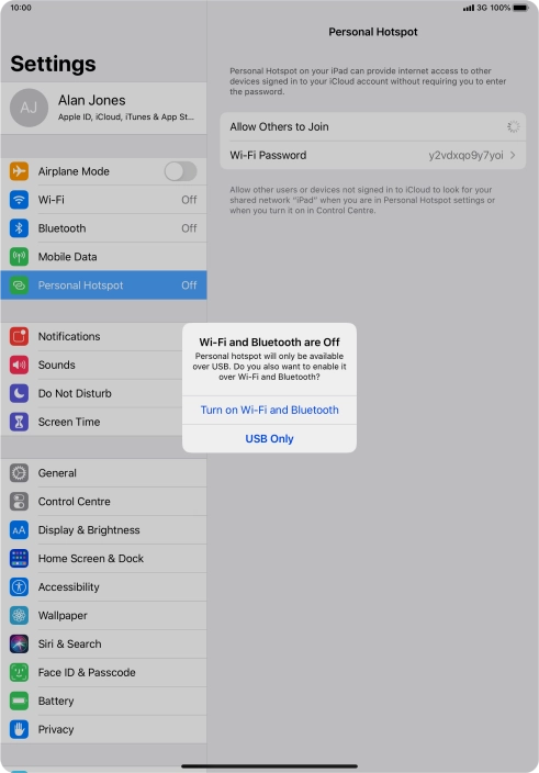 If Wi-Fi is turned off, press Turn on Wi-Fi and Bluetooth.