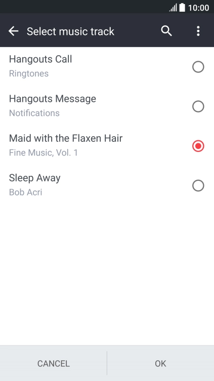 Once you've found a ring tone you like, press OK.
