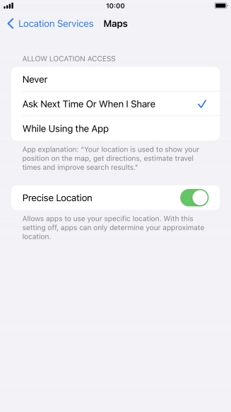 Press the required setting to turn the function on or off.
