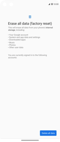 Press Delete all data.