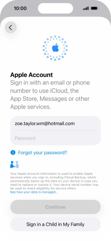 Press Password and key in the password for your Apple Account.