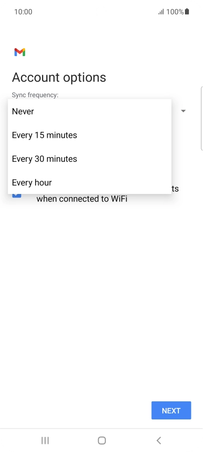 Press the required setting.