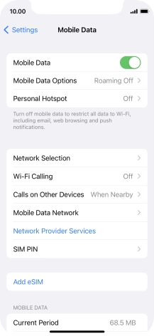 Press Mobile Data Options.
